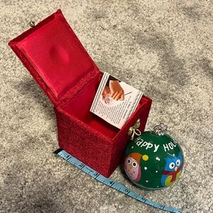 Red Glitter Gift Box with Holiday Ornament